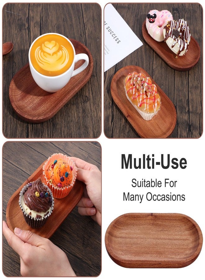 Larrel Oval Small Wood Tray, 2 Pack Oval Wooden Small Serving Tray with Edge, Wood Plates for Food Salad Dessert Fruit Bread Kitchen Counter Coffee Bar Bathroom Vanity Organizer - Image 4