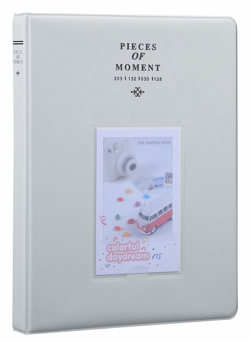Excefore 128 Pockets Mini Photo Album - Fits for Fujifilm Instax 11 9 8 90 25, Polaroid Snap PIC-300, Kodak 3-Inch Film(Smokey White)  - Image 1