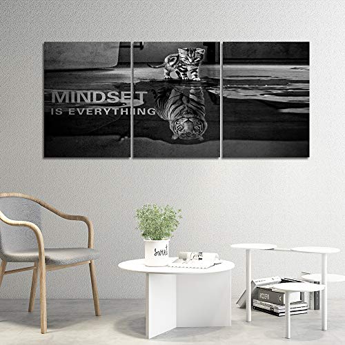 Yetaryy 3 Panels Mindset is Everything Motivational Canvas Wall Art Inspirational Entrepreneur Quotes Poster Print Artwork Painting Picture for Framed Home Decoration Living Room office bedroom 36''W x 16''H - Image 5
