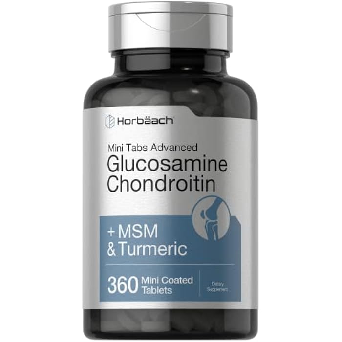 Horbäach Glucosamine Chondroitin MSM Turmeric | 360 Mini Coated Tablets | Advanced Glucosamine Formula | Non-GMO and Gluten Free Supplement - Image 1