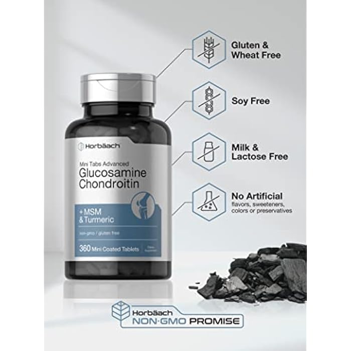 Horbäach Glucosamine Chondroitin MSM Turmeric | 360 Mini Coated Tablets | Advanced Glucosamine Formula | Non-GMO and Gluten Free Supplement - Image 4