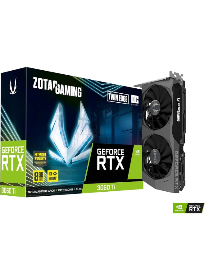 Gaming GeForce RTX™ 3060 Ti Twin Edge OC LHR 8GB GDDR6 256-bit 14 Gbps PCIE 4.0 Graphics Card, IceStorm 2.0 Advanced Cooling, Active Fan Control, Freeze Fan Stop ZT-A30610H-10MLHR