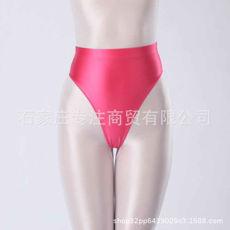 Large Size High-Waisted Glossy Silky Oily Elastic Tight-Fitting Men'S And Women'S High-Cut Gymnastics Thong 7255 - Image 3