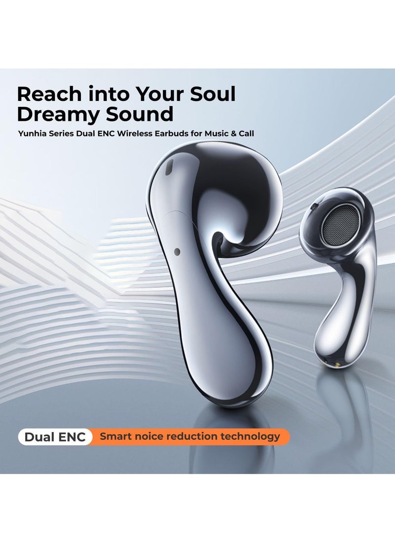 Remax Mena Wireless Earbuds for Music & Call, 5.4 Blutooth, 30H Extended Battery, Dual mic ENC Noise Reduction, Charging Time 3H, Singal Play 5H, Ultra Large Battery 450mAh (Silver)  - Image 2
