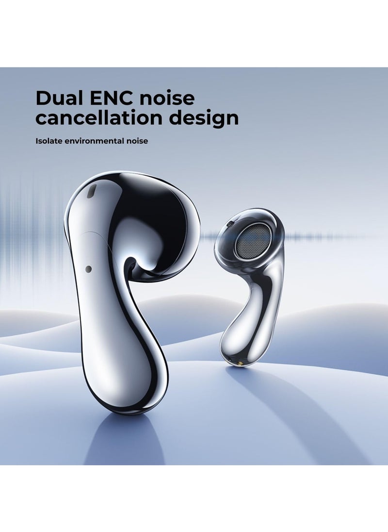 Remax Mena Wireless Earbuds for Music & Call, 5.4 Blutooth, 30H Extended Battery, Dual mic ENC Noise Reduction, Charging Time 3H, Singal Play 5H, Ultra Large Battery 450mAh (Silver)  - Image 4