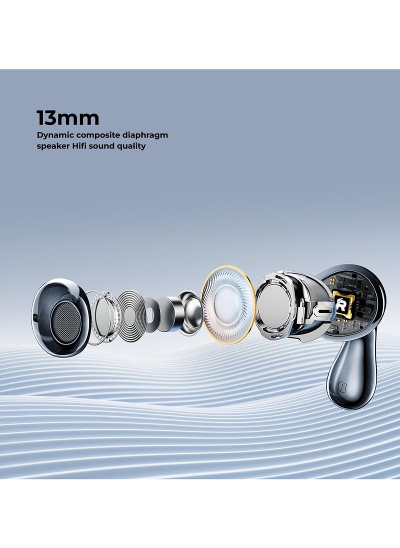 Remax Mena Wireless Earbuds for Music & Call, 5.4 Blutooth, 30H Extended Battery, Dual mic ENC Noise Reduction, Charging Time 3H, Singal Play 5H, Ultra Large Battery 450mAh (Silver)  - Image 3