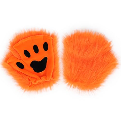 HAOAN Wolf Fox Tail Clip Ears and Gloves Set Halloween Christmas Fancy Party Costume for Women (orange) - Image 5