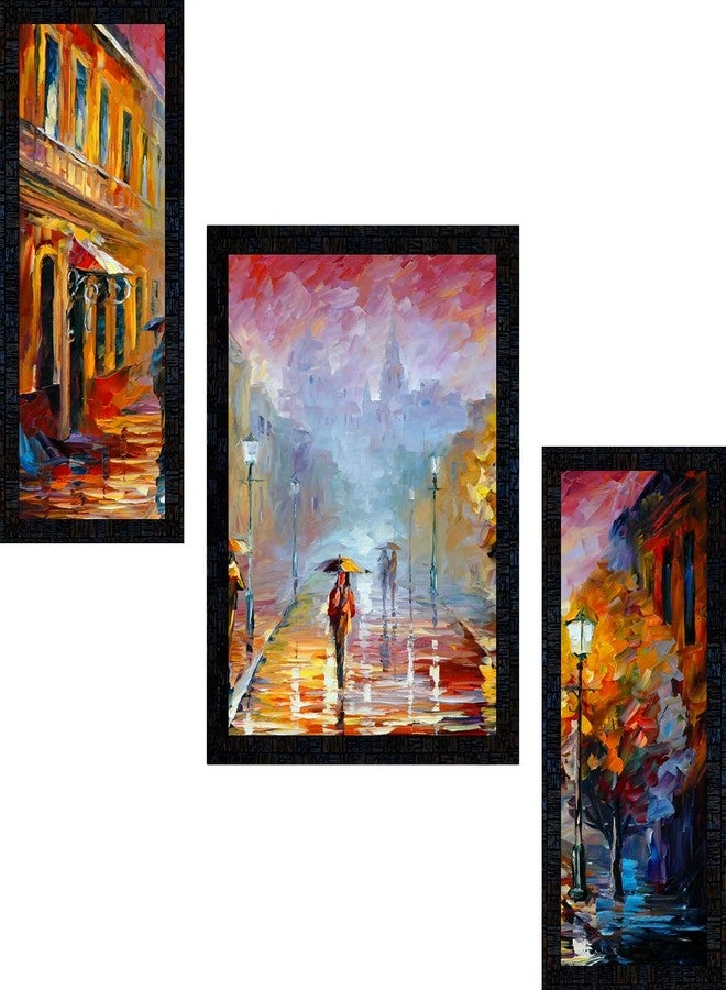 pnf Poster And Frames Hand Painted Landscape Scenery With Acrylic Sheet | Living, Bedroom | Home Decoration | Best Gifting Option | Set Of 3 (14x22inch) 27095 - Image 1