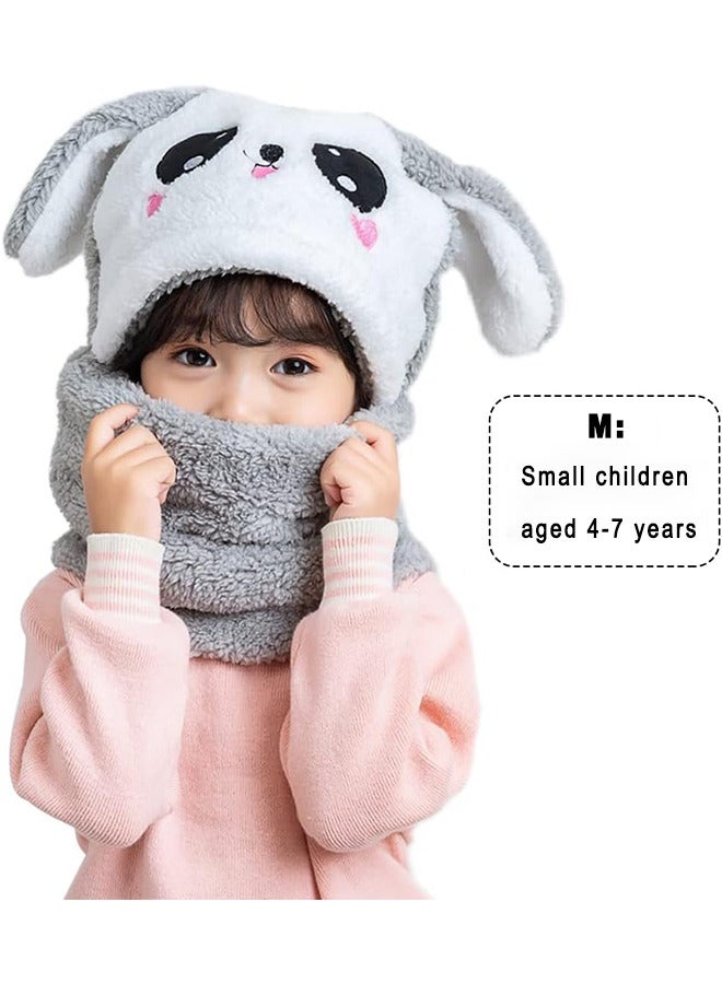 Kids Winter Hat, 2 In 1 Kids Winter Warm Scarf Hat Lovely Plush Rabbit Cap Kids Balaclava Soft Breathable For Boys And Girls Outdoor Leisure And Warm (4-7 Years) - Image 2