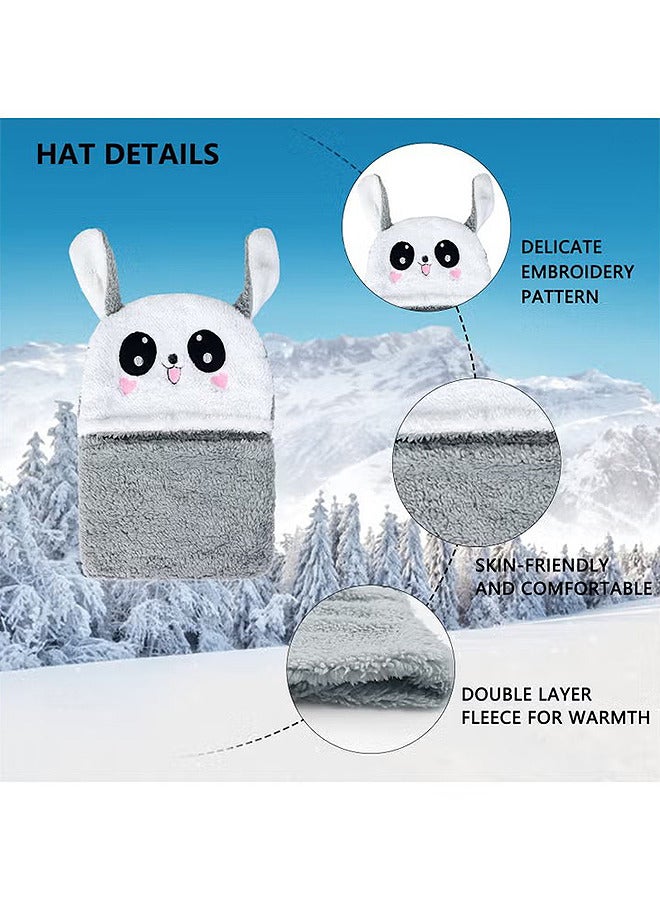 Kids Winter Hat, 2 In 1 Kids Winter Warm Scarf Hat Lovely Plush Rabbit Cap Kids Balaclava Soft Breathable For Boys And Girls Outdoor Leisure And Warm (4-7 Years) - Image 4