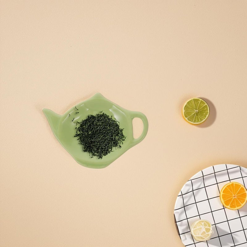 Ceramic Teapot Tea Bag Holder and Spoon Rest Green Tea Bag Organizer Tray for Kitchen and Washable Porcelain Coaster for Coffee - Image 5
