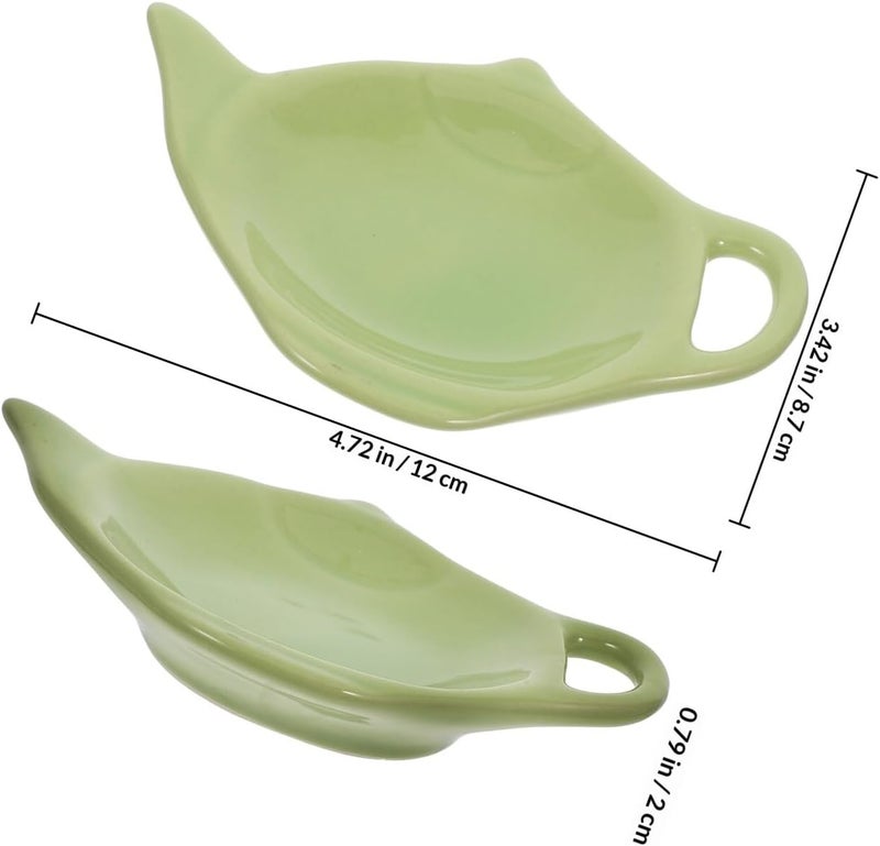 Ceramic Teapot Tea Bag Holder and Spoon Rest Green Tea Bag Organizer Tray for Kitchen and Washable Porcelain Coaster for Coffee - Image 2