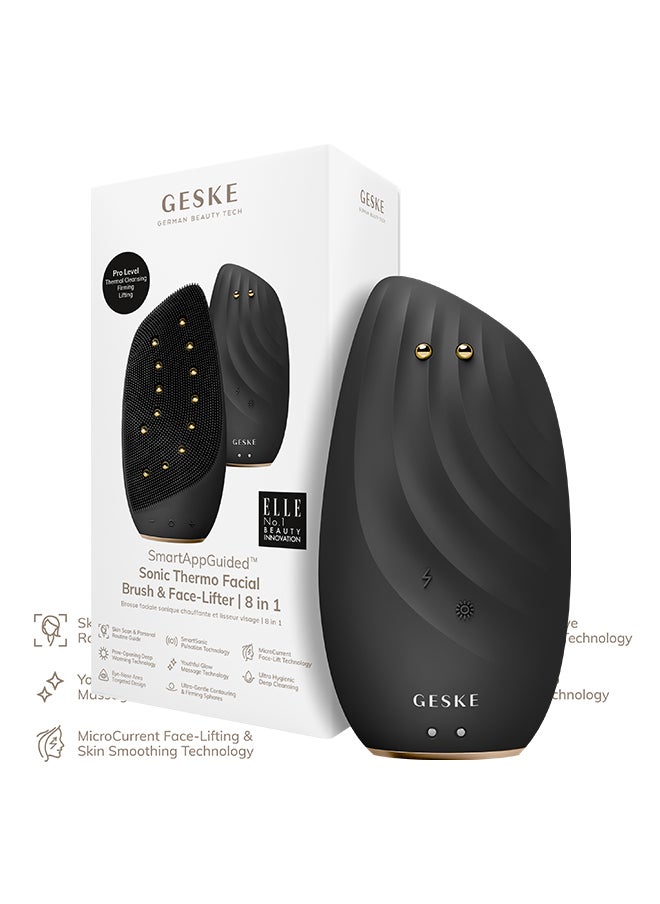 GESKE SmartAppGuided Sonic Thermo Facial Brush & Face Lifter 8 in 1 Skin Cleaning & Anti-Wrinkles Electric Cleaning Brush Made of Silicone Face Massager Cleansing & Anti-Ageing - Gray  - Image 1