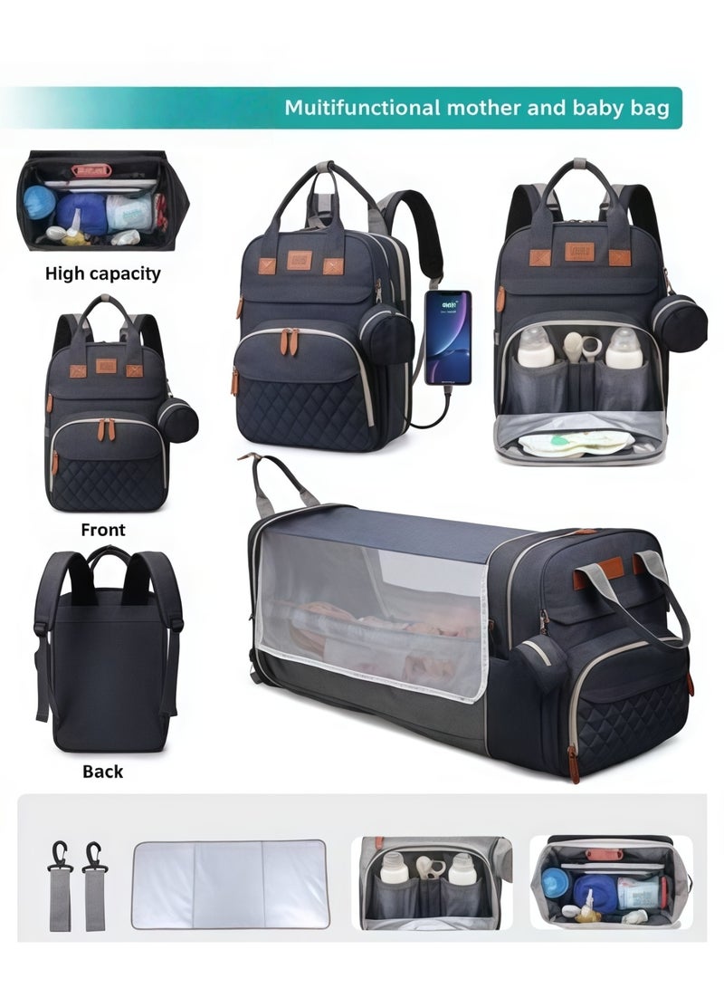 DOOKOO Baby Diaper Bag Backpack, Multifunction Diapers Changing Station for Boys Girls Outdoor and Travel, Infant Shower Gifts, Large Capacity, 900d Oxford, USB Port - Image 2