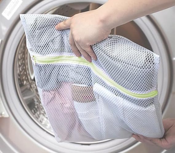 BIRZAR 3 Pcs Mesh Rectangle Laundry Clothing Washing Machine Bags Pouch for Delicates with Zipper Foldable Travel Storage Organize Bag for Bra Socks Tshirt and Underwear Lingerie Bag - Image 3