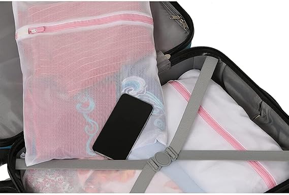 BIRZAR 3 Pcs Mesh Rectangle Laundry Clothing Washing Machine Bags Pouch for Delicates with Zipper Foldable Travel Storage Organize Bag for Bra Socks Tshirt and Underwear Lingerie Bag - Image 5