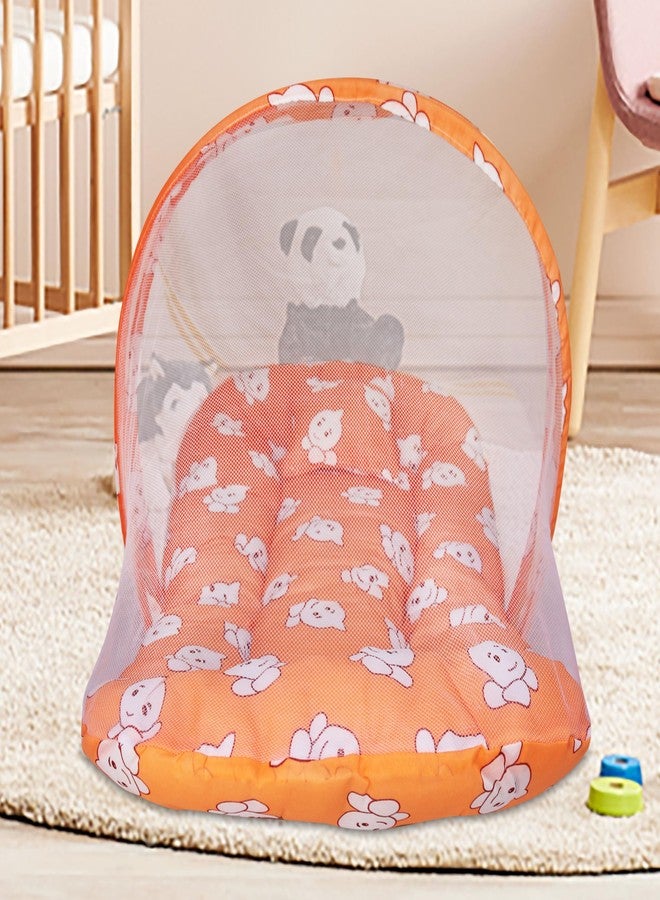 NISSI Poly Cotton Baby Bed with Mosquito Net, 16 cm Width, 32 cm Length (Orange)