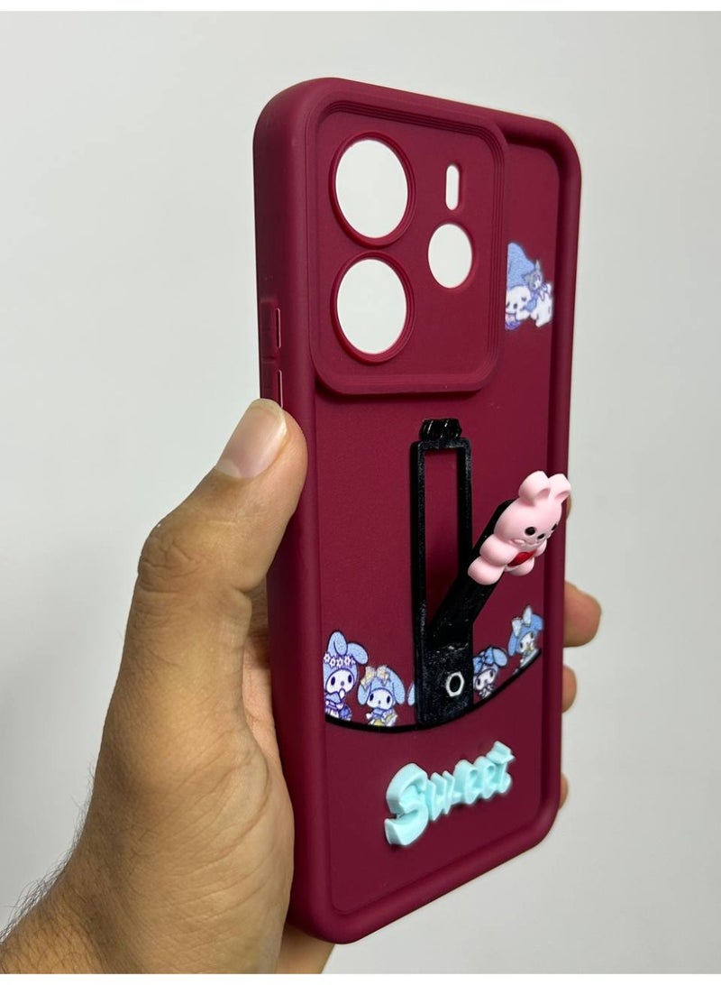 new cartoon-designed back cover with the word "Sweet" on it, compatible with the Xiaomi Redmi Note 14. - Image 2