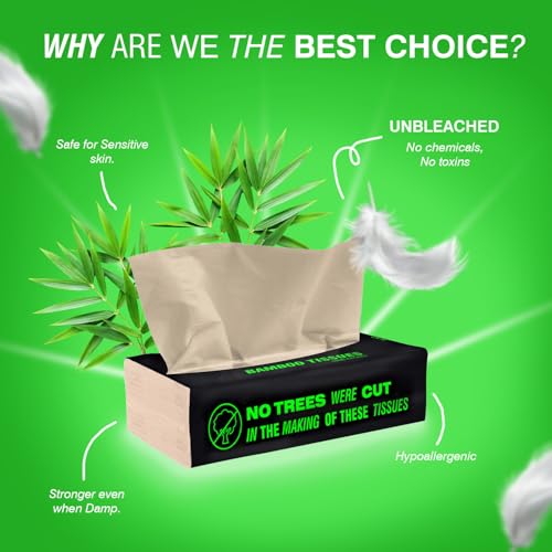 Beco Bamboo Facial Tissue Paper Box-Soft Pack | 100 pulls x 6 packs | Super Soft, Skin Friendly & Highly Absorbent Face Tissue Napkins | Car Tissues | 100% Natural & Ecofriendly | 2 ply-600 Pulls - Image 2