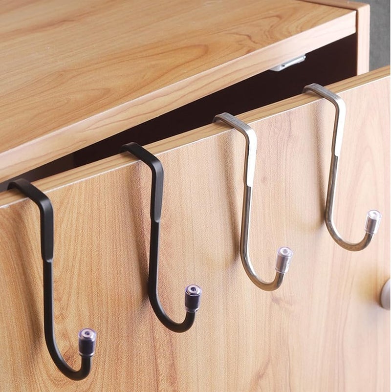 Black Over Door Hooks Multipurpose No Drill Hangers for Kitchen Cabinet Bathroom Storage - Image 3