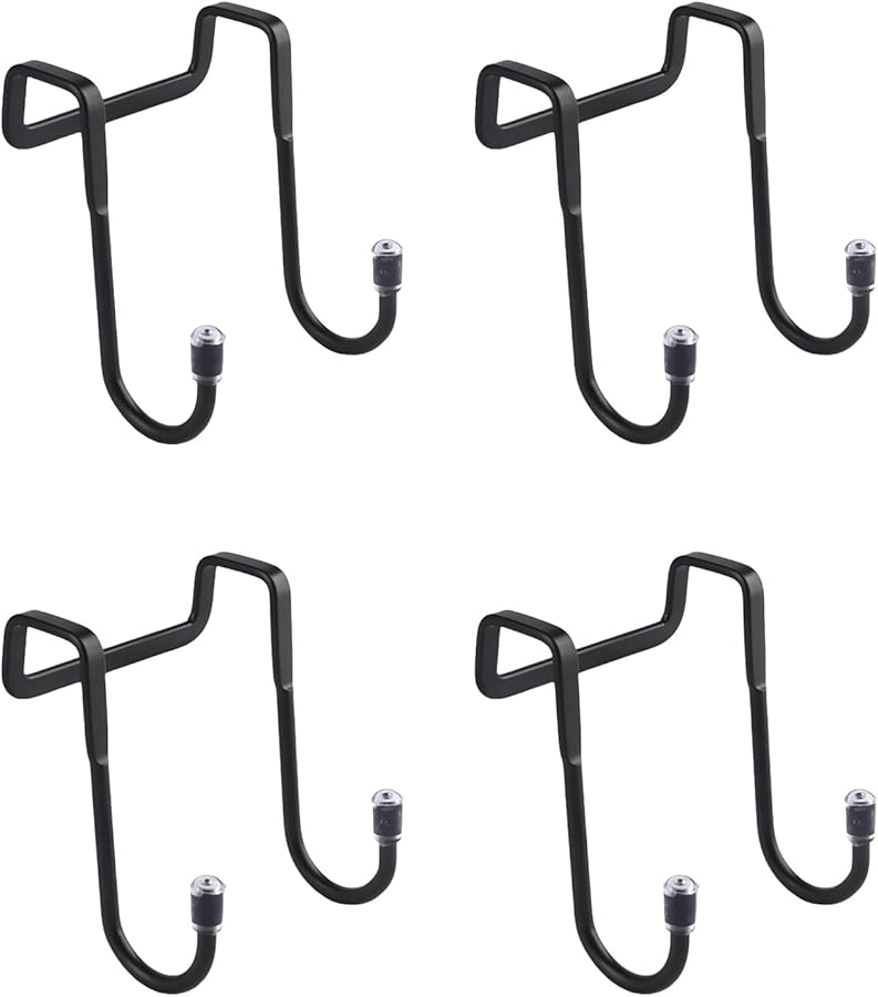 Black Over Door Hooks Multipurpose No Drill Hangers for Kitchen Cabinet Bathroom Storage - Image 1