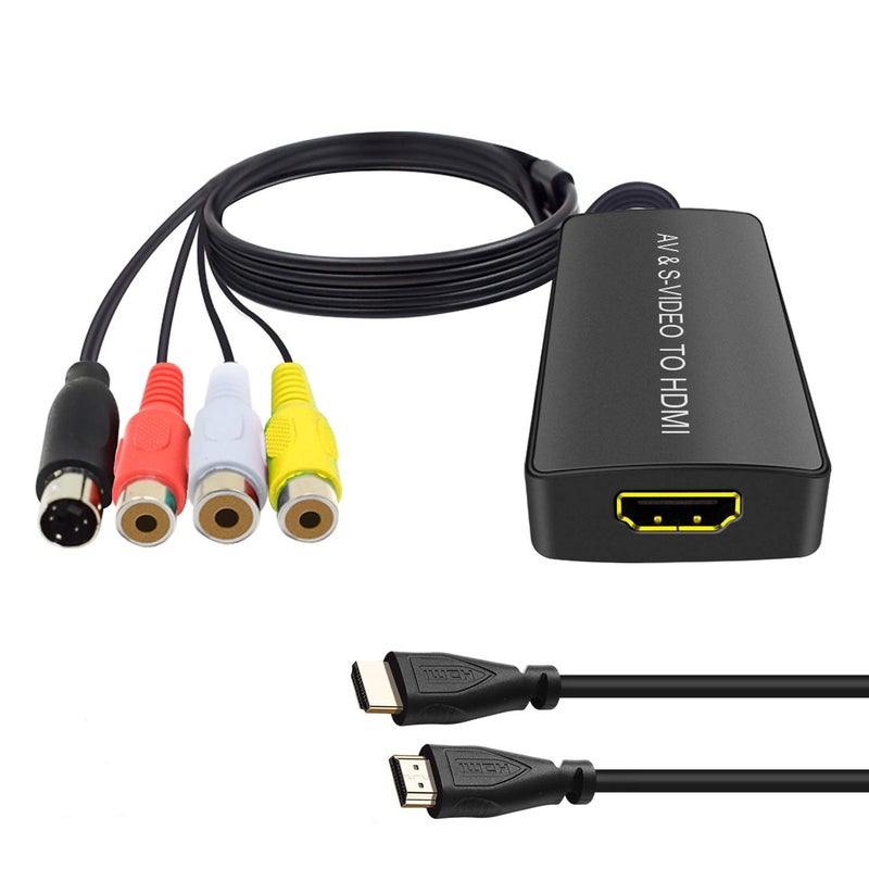 Dingsun SVideo to HDMI Converter 3RCA AV S-Video R/L Audio Vdieo Converter Adapter Support 1080P/ 720P Compatible with WII U PS2/ PS3 STB Xbox VHS VCR Blue-Ray DVD Players - Image 1