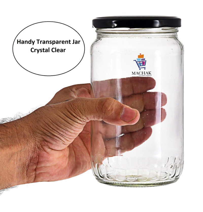 Machak Big Glass Jars For Kitchen Storage 1kg Set With Airtight Black Lid, 6 Pieces - Image 5