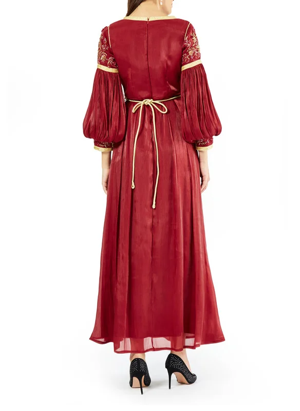 Amri Metallic Lace Embellished Bishop Sleeve Kaftan
