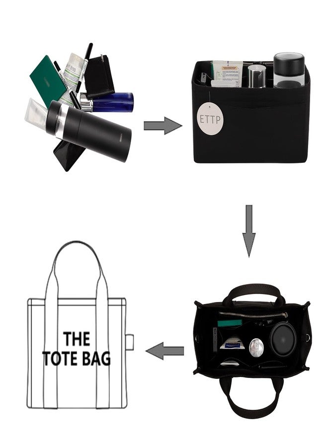 ETTP Purse Organizer Insert For Handbags, Tote Bag Organizer Insert, Compatible with MJ Tote and Onthego(X-Large, Black) - Image 4