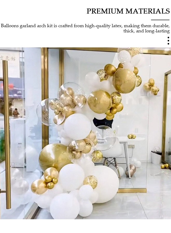 DUNISO طقم قوس بالون متعدد الألوان من 98 قطعة، مجموعة بالونات لاتكس باستيل ذهبية وبيضاء معدنية لتزيين خلفية حفل زفاف الطفل وأعياد الميلاد - Image 3
