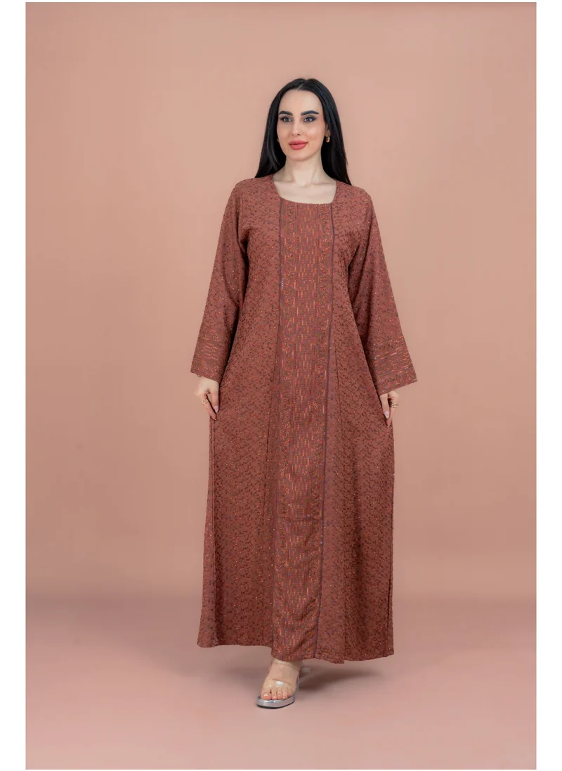 IKKXA Modern Embroidered Jalabiya IN091 Maroon