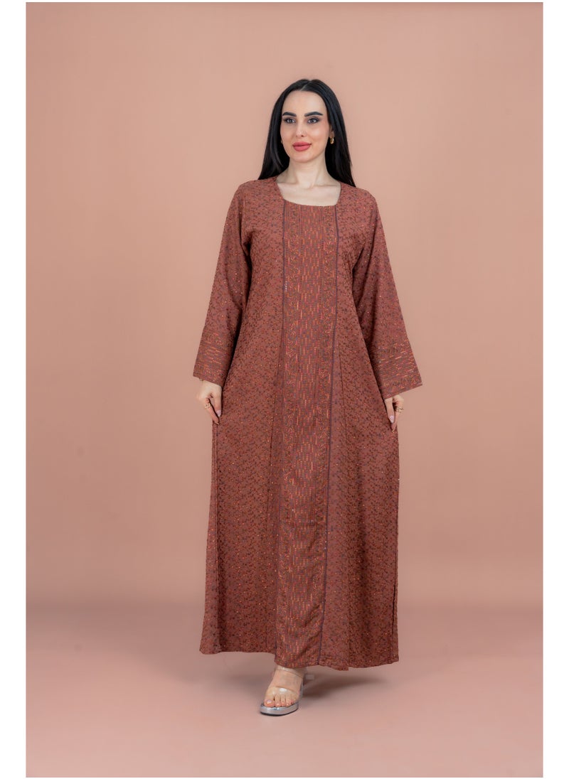 IKKXA Modern Embroidered Jalabiya IN091 Maroon  - Image 1
