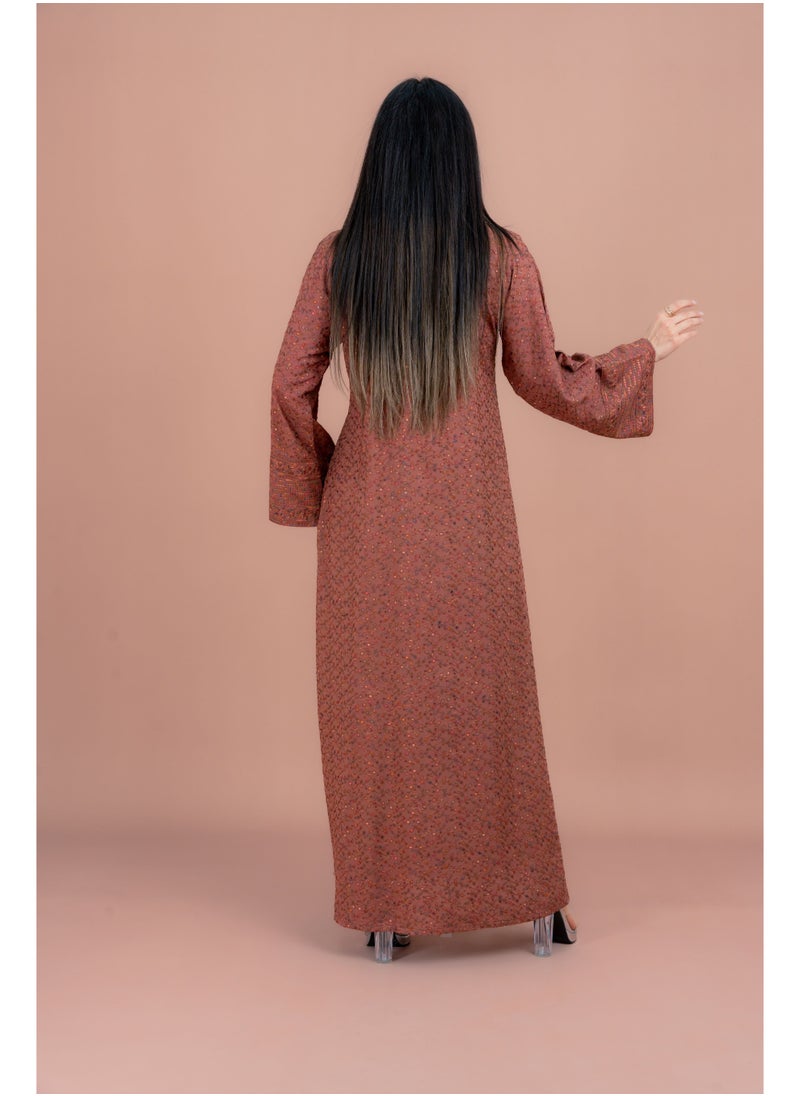 IKKXA Modern Embroidered Jalabiya IN091 Maroon  - Image 4