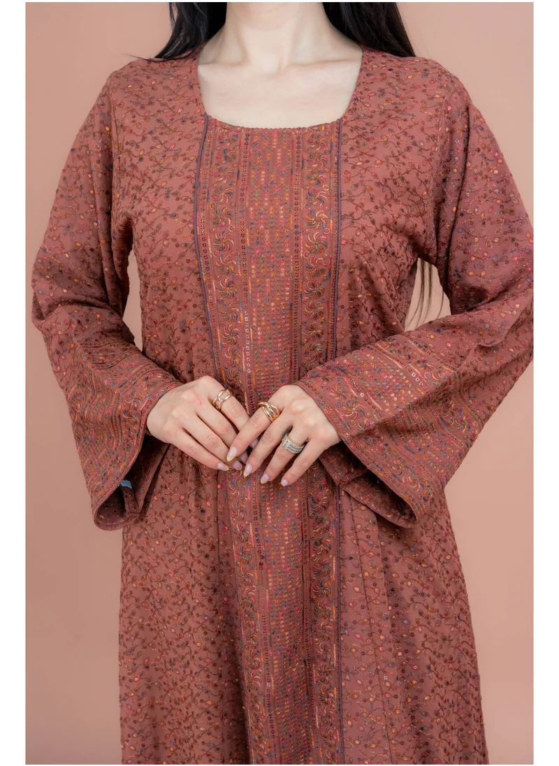 IKKXA Modern Embroidered Jalabiya IN091 Maroon