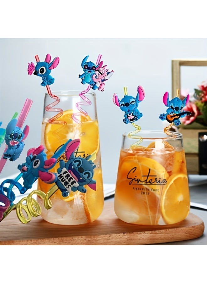 8Pcs Lilo & Stitch Straws for Kids Birthday Party Favors Supplies Decorations Crazy Reusable Drinking Straws for Theme Birthday Party - Image 1
