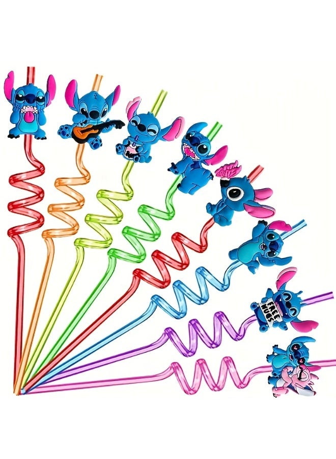 8Pcs Lilo & Stitch Straws for Kids Birthday Party Favors Supplies Decorations Crazy Reusable Drinking Straws for Theme Birthday Party - Image 5