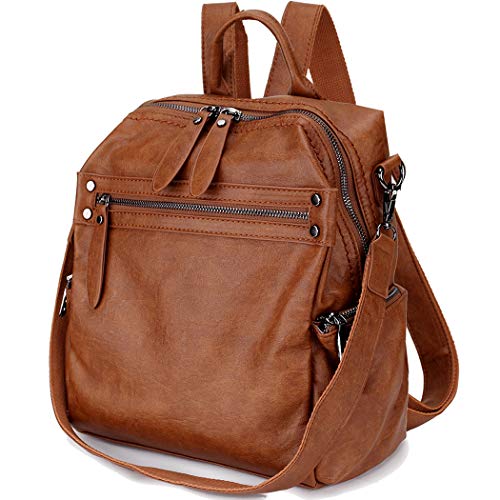 VX VONXURY Backpack Purse for Women, PU Leather Fashion Convertible Backpack Shoulder Bag Ladies Rucksack In 2 Ways To Carry Brown - Image 1