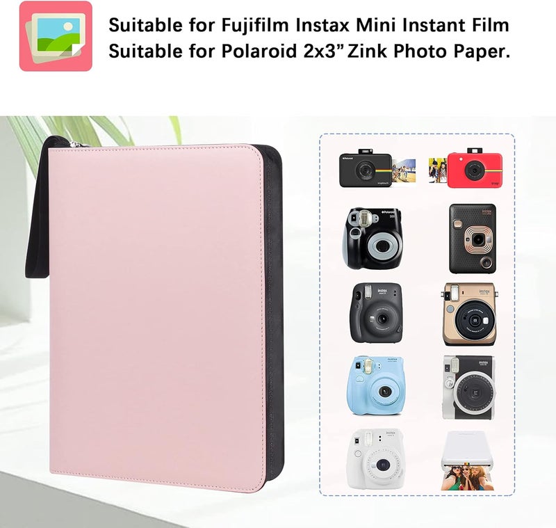 Veicevol 540 Pockets Photo Album for Fujifilm Instax Mini Camera, Leather Cover, Photo Album for Instax Mini 12 11 9 40 90 8 7 Evo LiPlay Instant Camera, 2x3 Photo Albums (Pink) - Image 2