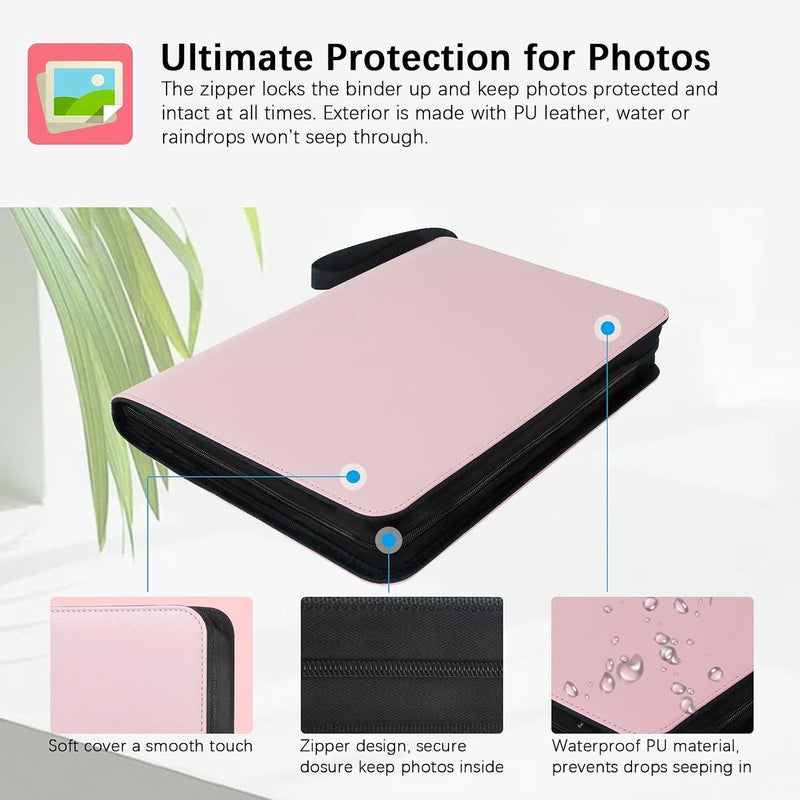 Veicevol 540 Pockets Photo Album for Fujifilm Instax Mini Camera, Leather Cover, Photo Album for Instax Mini 12 11 9 40 90 8 7 Evo LiPlay Instant Camera, 2x3 Photo Albums (Pink) - Image 5
