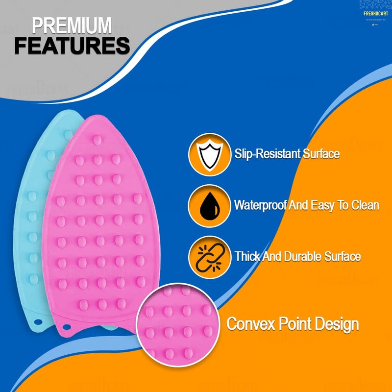 FreshDcart FreshDcart Silicone Iron Rest Pad Hot Mat Cover with Double Sided Heat Protection Ironing Mat Helpers and Ironing Rubber Insulation Boards for Iron Clothing Color May Vary - Image 4