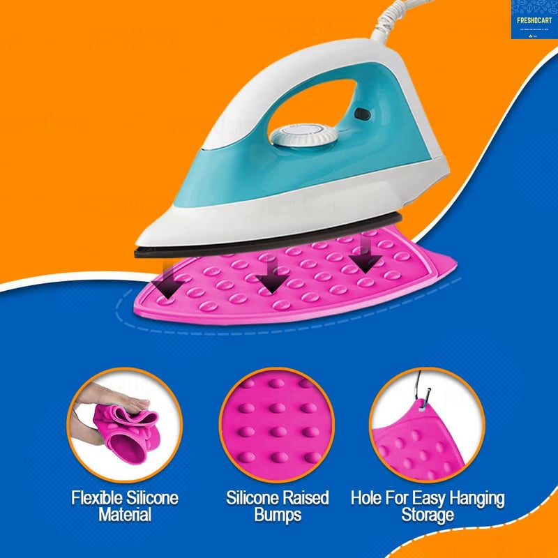 FreshDcart FreshDcart Silicone Iron Rest Pad Hot Mat Cover with Double Sided Heat Protection Ironing Mat Helpers and Ironing Rubber Insulation Boards for Iron Clothing Color May Vary - Image 3