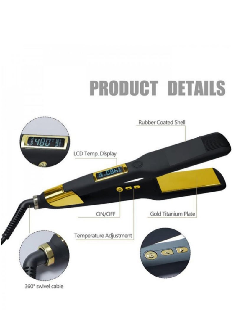 Professional Hair Straightener Black/Gold - Image 4