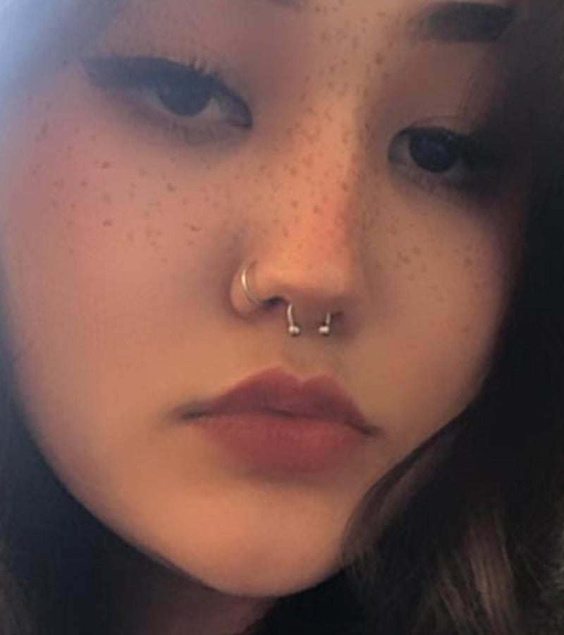 QWALIT Fake Septum Jewelry Faux Septum Rings Hoop Face Septum hoops Surgical Stainless Steel Non Piercing Septum nose Rings for Men Women Silver Black 8mm 10mm - Image 4