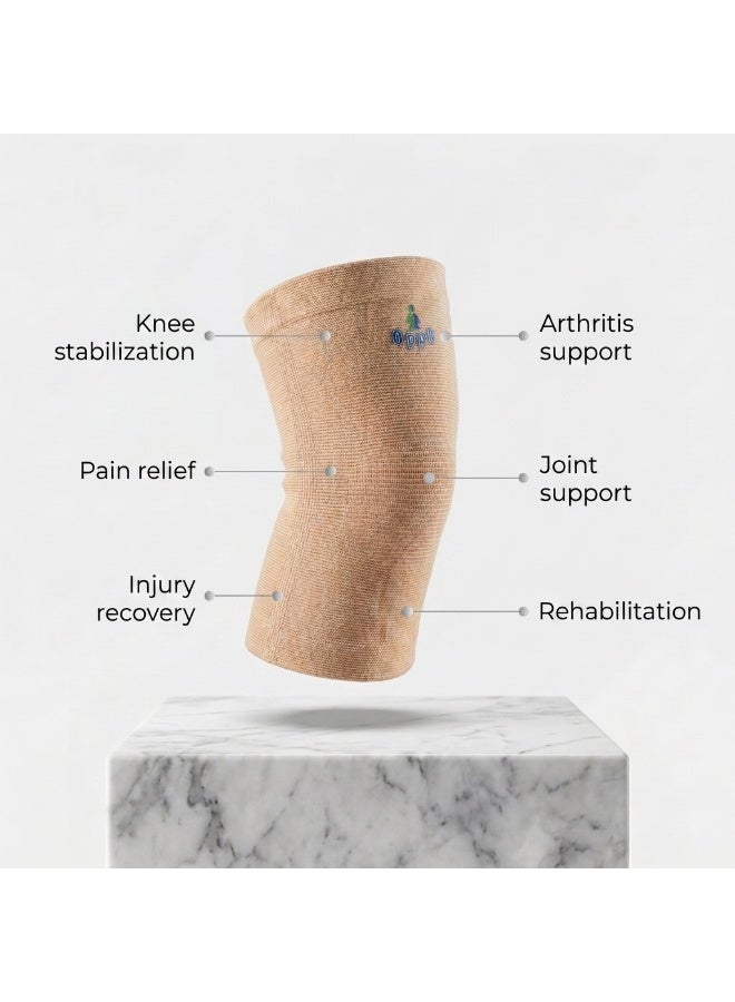 OPPO Knee Support 2022 | Compression Knee Brace for Knee Pain Relief, Sports Support, Arthritis & Joint Stability | Breathable Stretch Fabric | Beige - Image 2