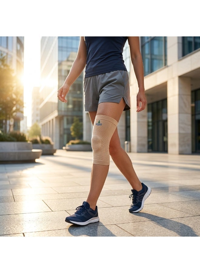 OPPO Knee Support 2022 | Compression Knee Brace for Knee Pain Relief, Sports Support, Arthritis & Joint Stability | Breathable Stretch Fabric | Beige - Image 5