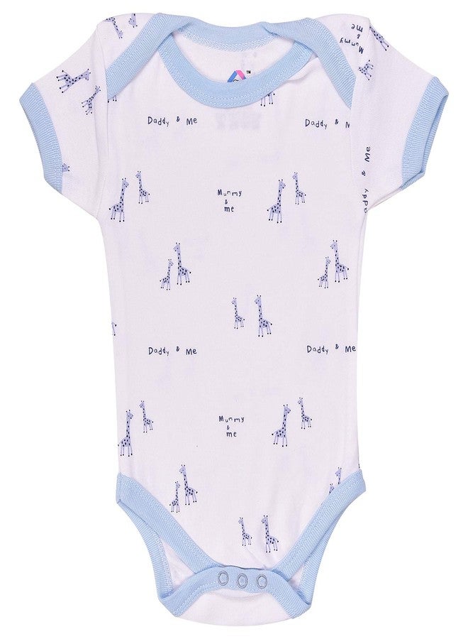 Magic Town Baby Boy/Girl Multi-Color Cotton Short/Long Sleeve Romper Jumpsuit Bodysuit Unisex (Pack of 3) (9-12 months, Blue) - Image 2