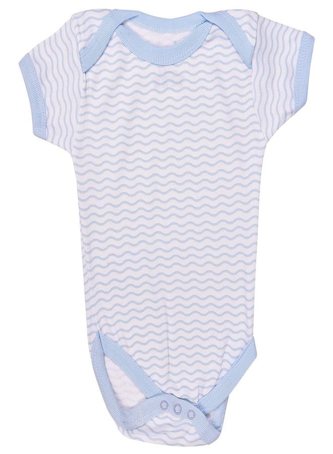 Magic Town Baby Boy/Girl Multi-Color Cotton Short/Long Sleeve Romper Jumpsuit Bodysuit Unisex (Pack of 3) (9-12 months, Blue) - Image 4