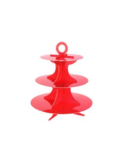 Restaurantware-3 Tier Cardboard Cupcake Stand - Red with White Polka Dots - Cupcake Holder - Pastry Display - 13 1/2" x 13 1/2" x 14" - 1ct Box - Pastry Tek