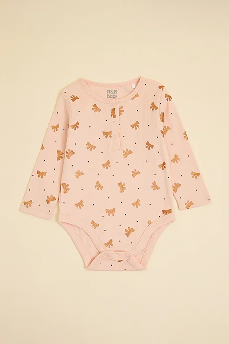 R&B 3 Pack printed Bodysuits with Long Sleeves