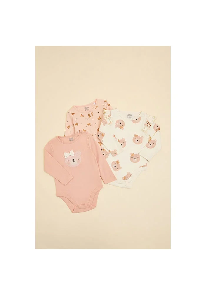 أر أند بي 3 Pack printed Bodysuits with Long Sleeves